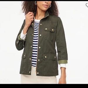 Jcrew Resin-coated twill field jacket great condition! Mossy brown size small